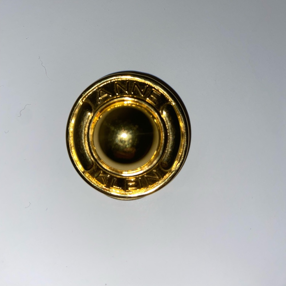 Vintage Anne Klein Scarf Clip Domed Shiny Gold Tone 90s Ball Round Circle Design
